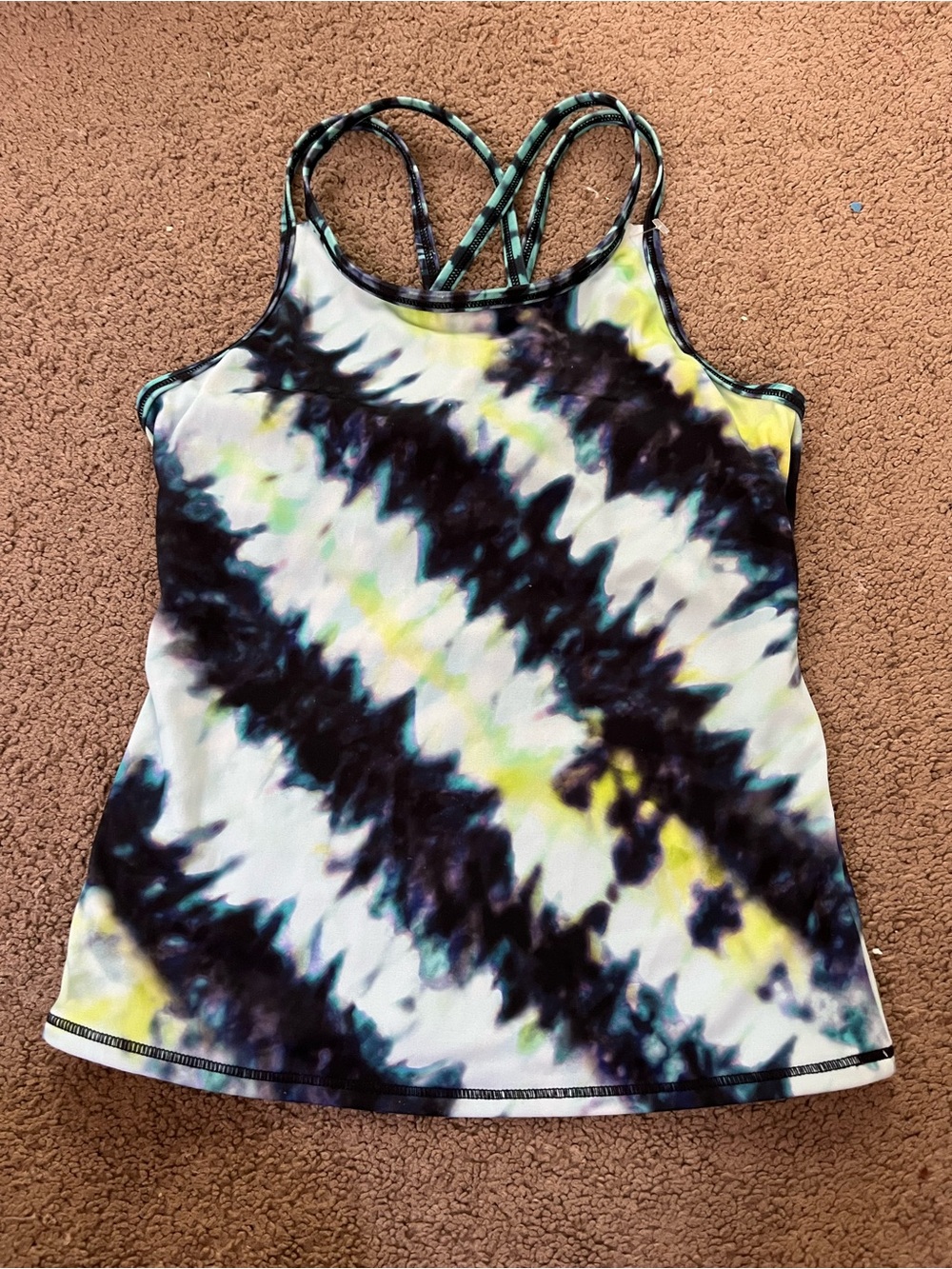 Athleta Girl Tie-Dye Crisscross Tank Top - Blue, Black, & Yellow